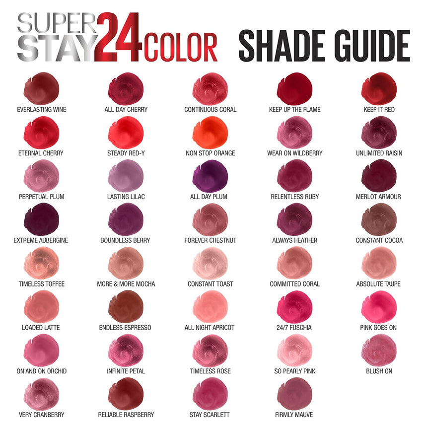 Maybelline Super Stay 24, 2 - Step Liquid Lipstick Makeup, Long Lasting Highly Pigmented Color with Moisturizing Balm, Very Cranberry, Ruby Red, 1 Count - 7DAY'S