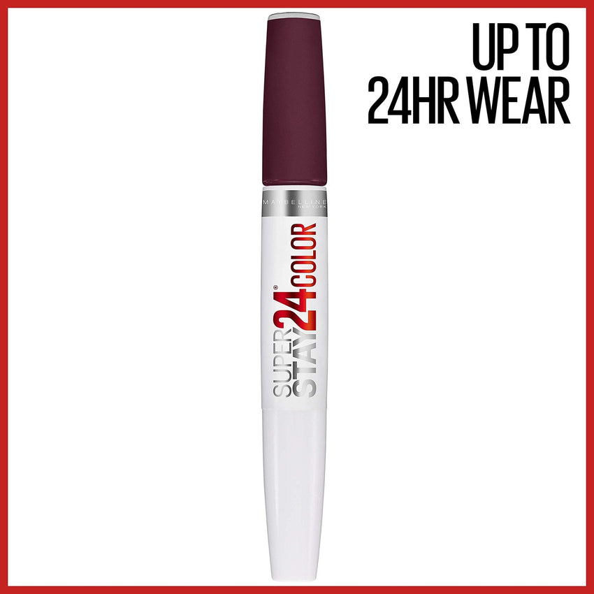 Maybelline Super Stay 24, 2 - Step Liquid Lipstick Makeup, Long Lasting Highly Pigmented Color with Moisturizing Balm, Very Cranberry, Ruby Red, 1 Count - 7DAY'S