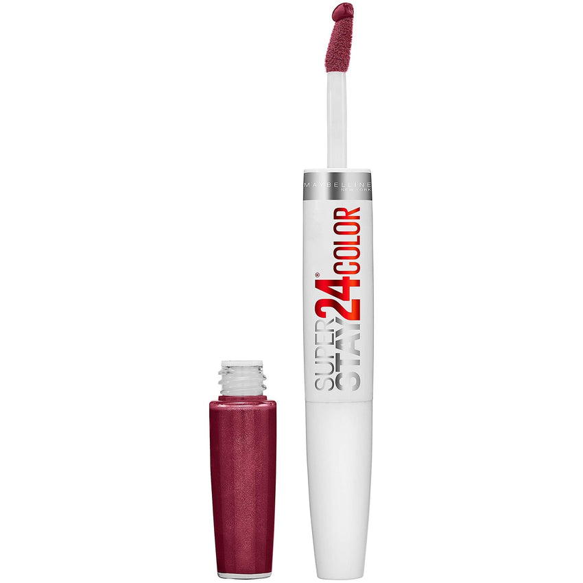 Maybelline Super Stay 24, 2 - Step Liquid Lipstick Makeup, Long Lasting Highly Pigmented Color with Moisturizing Balm, Very Cranberry, Ruby Red, 1 Count - 7DAY'S