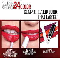 Maybelline Super Stay 24, 2 - Step Liquid Lipstick Makeup, Long Lasting Highly Pigmented Color with Moisturizing Balm, Very Cranberry, Ruby Red, 1 Count - 7DAY'S