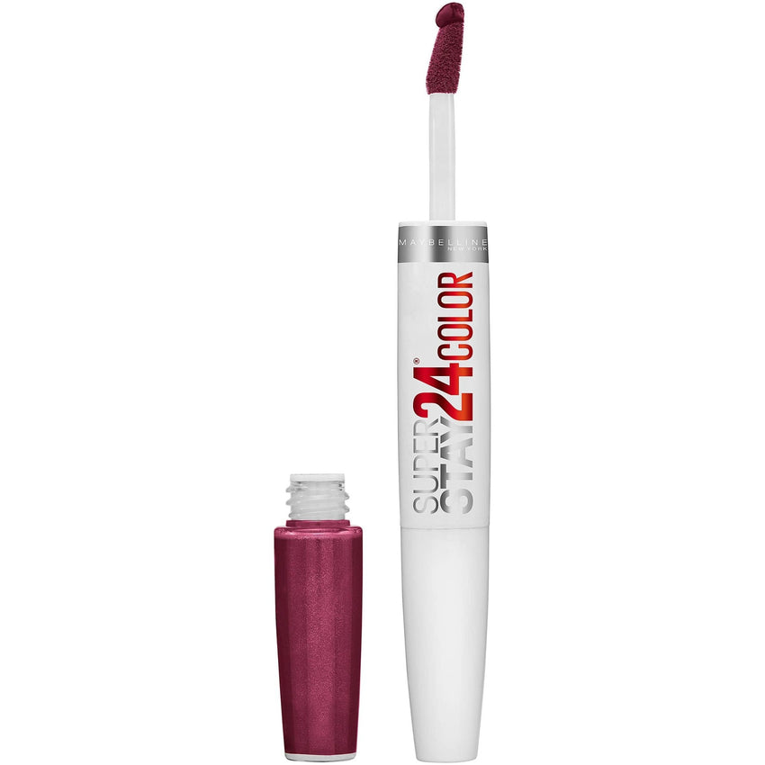 Maybelline Super Stay 24, 2 - Step Liquid Lipstick Makeup, Long Lasting Highly Pigmented Color with Moisturizing Balm, Very Cranberry, Ruby Red, 1 Count - 7DAY'S