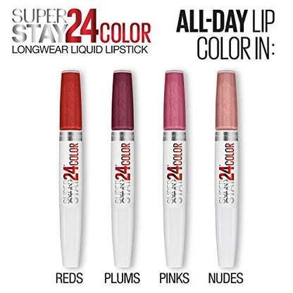 Maybelline Super Stay 24, 2 - Step Liquid Lipstick Makeup, Long Lasting Highly Pigmented Color with Moisturizing Balm, Very Cranberry, Ruby Red, 1 Count - 7DAY'S