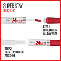 Maybelline Super Stay 24, 2 - Step Liquid Lipstick Makeup, Long Lasting Highly Pigmented Color with Moisturizing Balm, Very Cranberry, Ruby Red, 1 Count - 7DAY'S