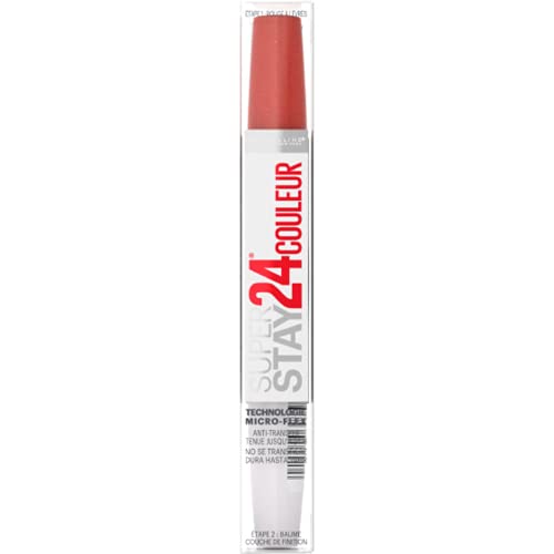 Maybelline Super Stay 24, 2 - Step Liquid Lipstick Makeup, Long Lasting Highly Pigmented Color with Moisturizing Balm, Very Cranberry, Ruby Red, 1 Count - 7DAY'S