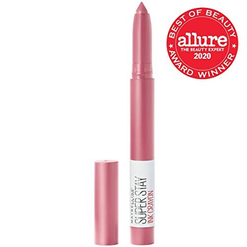 Maybelline Super Stay Ink Crayon Lipstick Makeup, Precision Tip Matte Lip Crayon with Built - in Sharpener, Longwear Up To 8Hrs, Lead The Way, Pink Beige, 1 Count - 7DAY'S