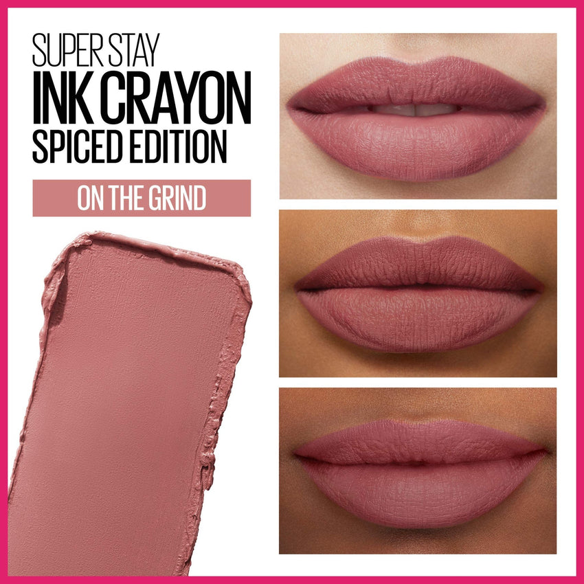 Maybelline Super Stay Ink Crayon Lipstick Makeup, Precision Tip Matte Lip Crayon with Built - in Sharpener, Longwear Up To 8Hrs, Lead The Way, Pink Beige, 1 Count - 7DAY'S