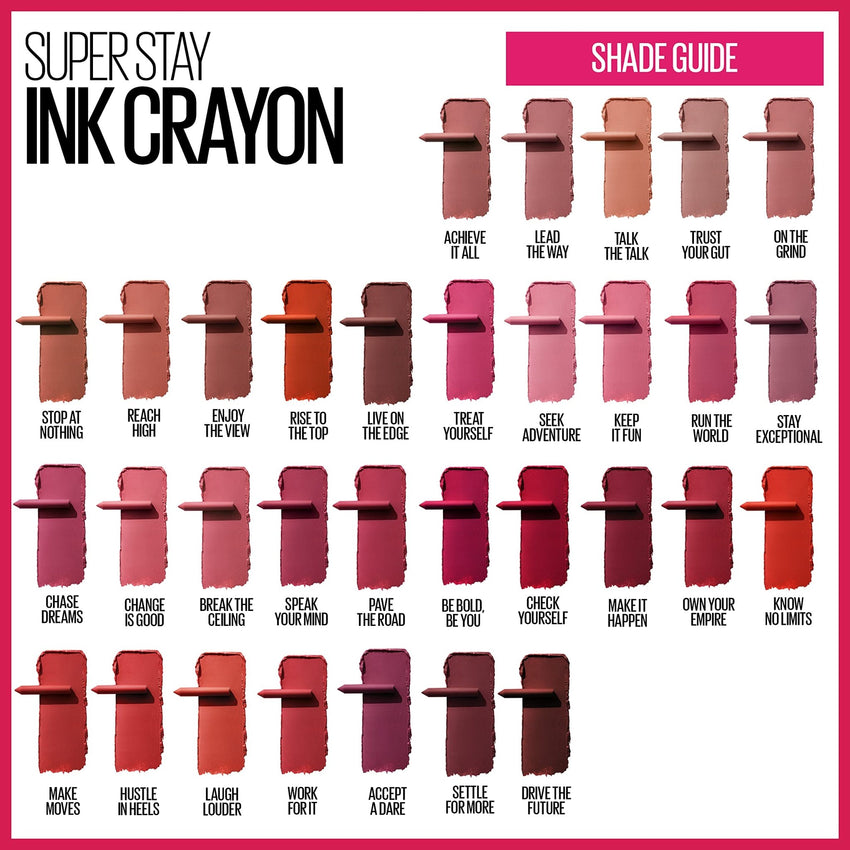 Maybelline Super Stay Ink Crayon Lipstick Makeup, Precision Tip Matte Lip Crayon with Built - in Sharpener, Longwear Up To 8Hrs, Lead The Way, Pink Beige, 1 Count - 7DAY'S