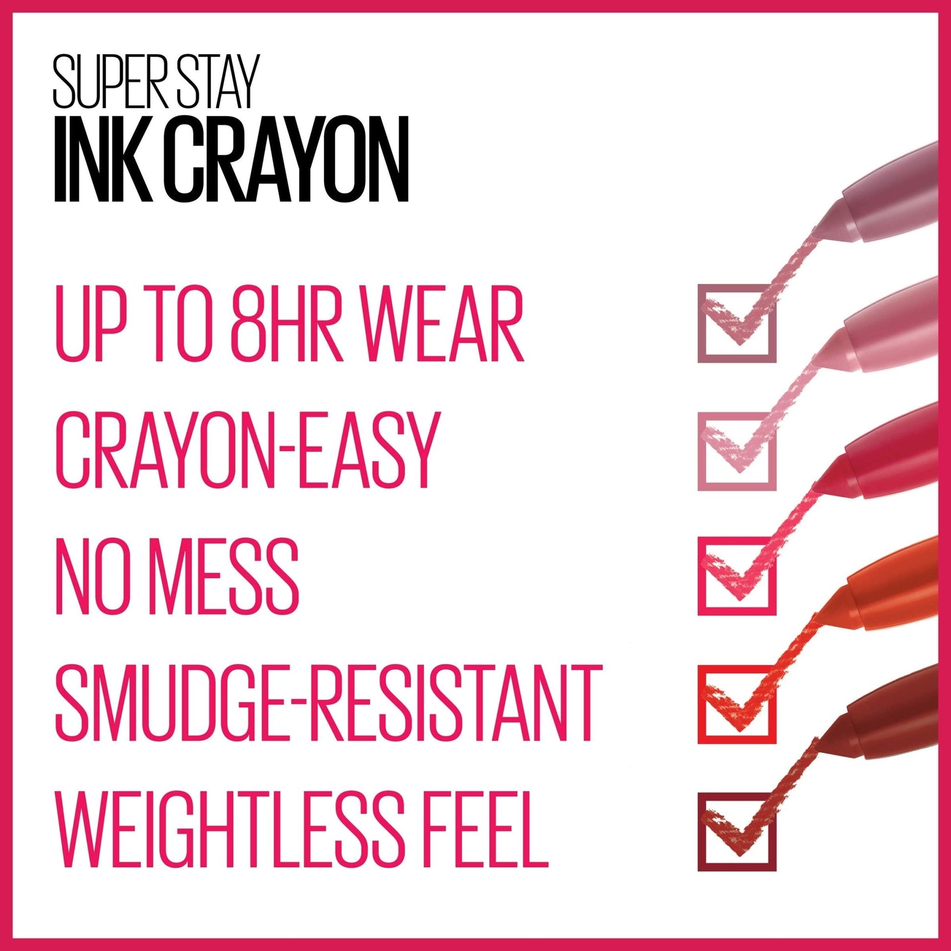 Maybelline Super Stay Ink Crayon Lipstick Makeup, Precision Tip Matte Lip Crayon with Built - in Sharpener, Longwear Up To 8Hrs, Lead The Way, Pink Beige, 1 Count - 7DAY'S