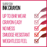 Maybelline Super Stay Ink Crayon Lipstick Makeup, Precision Tip Matte Lip Crayon with Built - in Sharpener, Longwear Up To 8Hrs, Lead The Way, Pink Beige, 1 Count - 7DAY'S