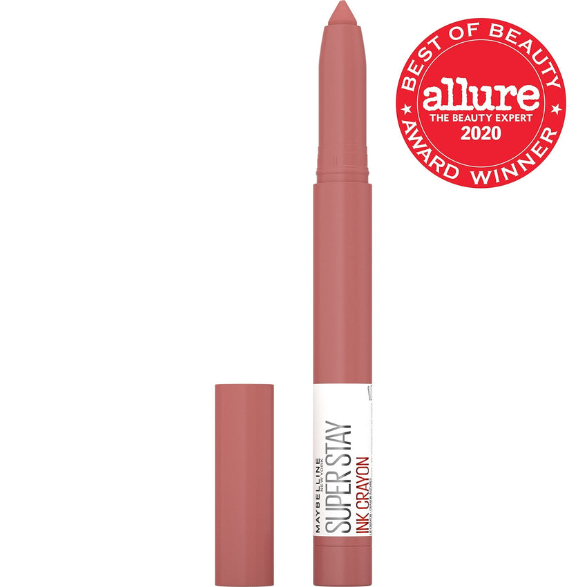 Maybelline Super Stay Ink Crayon Lipstick Makeup, Precision Tip Matte Lip Crayon with Built - in Sharpener, Longwear Up To 8Hrs, Lead The Way, Pink Beige, 1 Count - 7DAY'S