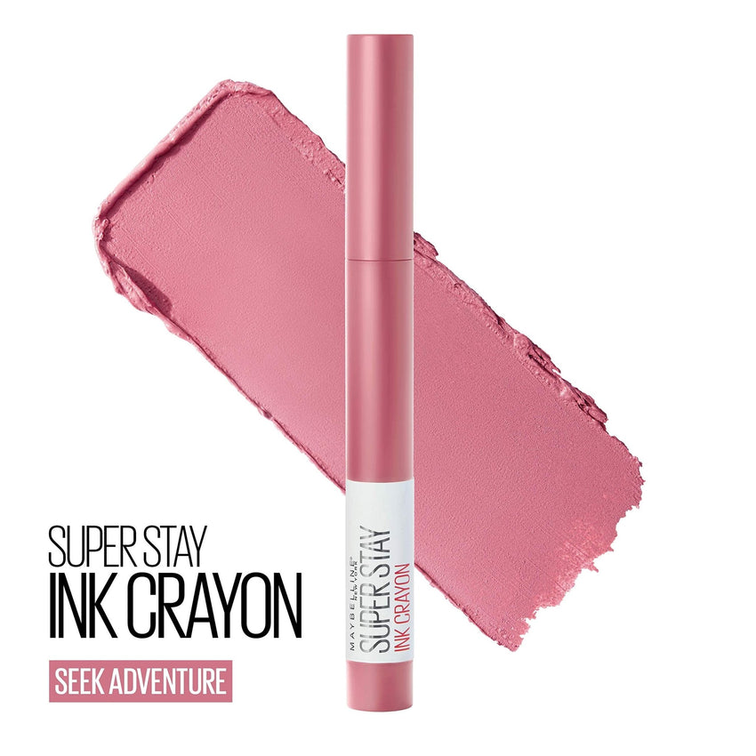 Maybelline Super Stay Ink Crayon Lipstick Makeup, Precision Tip Matte Lip Crayon with Built - in Sharpener, Longwear Up To 8Hrs, Lead The Way, Pink Beige, 1 Count - 7DAY'S