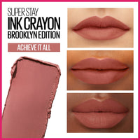Maybelline Super Stay Ink Crayon Lipstick Makeup, Precision Tip Matte Lip Crayon with Built - in Sharpener, Longwear Up To 8Hrs, Lead The Way, Pink Beige, 1 Count - 7DAY'S