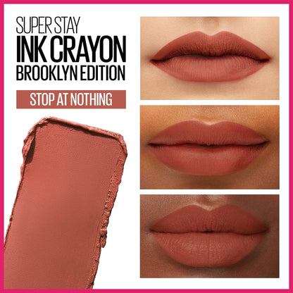 Maybelline Super Stay Ink Crayon Lipstick Makeup, Precision Tip Matte Lip Crayon with Built - in Sharpener, Longwear Up To 8Hrs, Lead The Way, Pink Beige, 1 Count - 7DAY'S