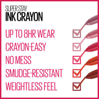 Maybelline Super Stay Ink Crayon Lipstick Makeup, Precision Tip Matte Lip Crayon with Built - in Sharpener, Longwear Up To 8Hrs, Lead The Way, Pink Beige, 1 Count - 7DAY'S