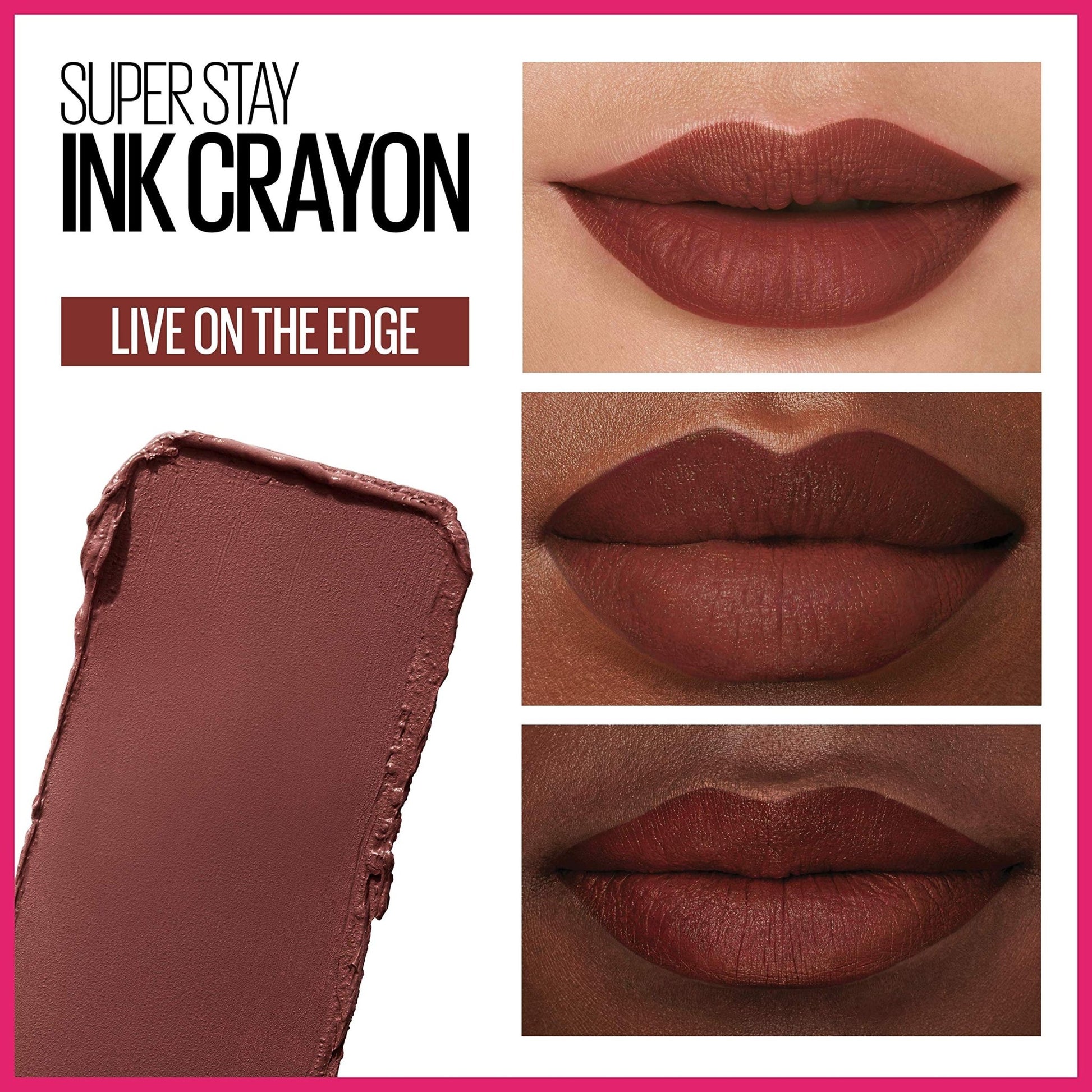 Maybelline Super Stay Ink Crayon Lipstick Makeup, Precision Tip Matte Lip Crayon with Built - in Sharpener, Longwear Up To 8Hrs, Lead The Way, Pink Beige, 1 Count - 7DAY'S