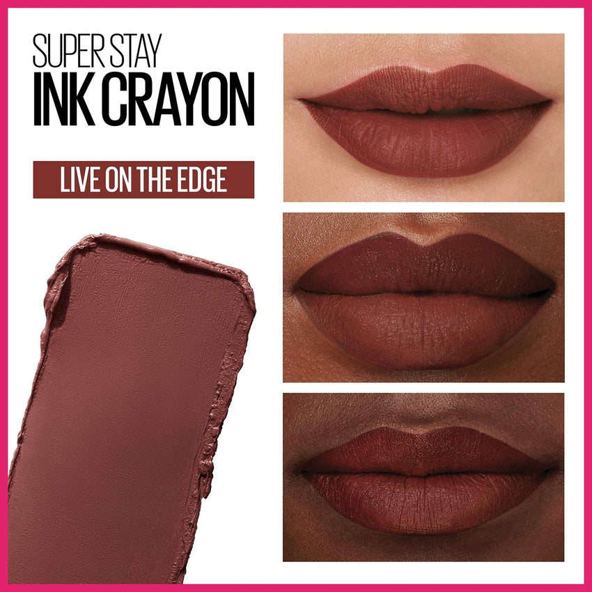 Maybelline Super Stay Ink Crayon Lipstick Makeup, Precision Tip Matte Lip Crayon with Built - in Sharpener, Longwear Up To 8Hrs, Lead The Way, Pink Beige, 1 Count - 7DAY'S
