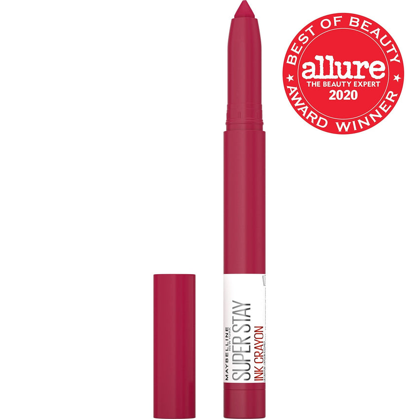 Maybelline Super Stay Ink Crayon Lipstick Makeup, Precision Tip Matte Lip Crayon with Built - in Sharpener, Longwear Up To 8Hrs, Lead The Way, Pink Beige, 1 Count - 7DAY'S