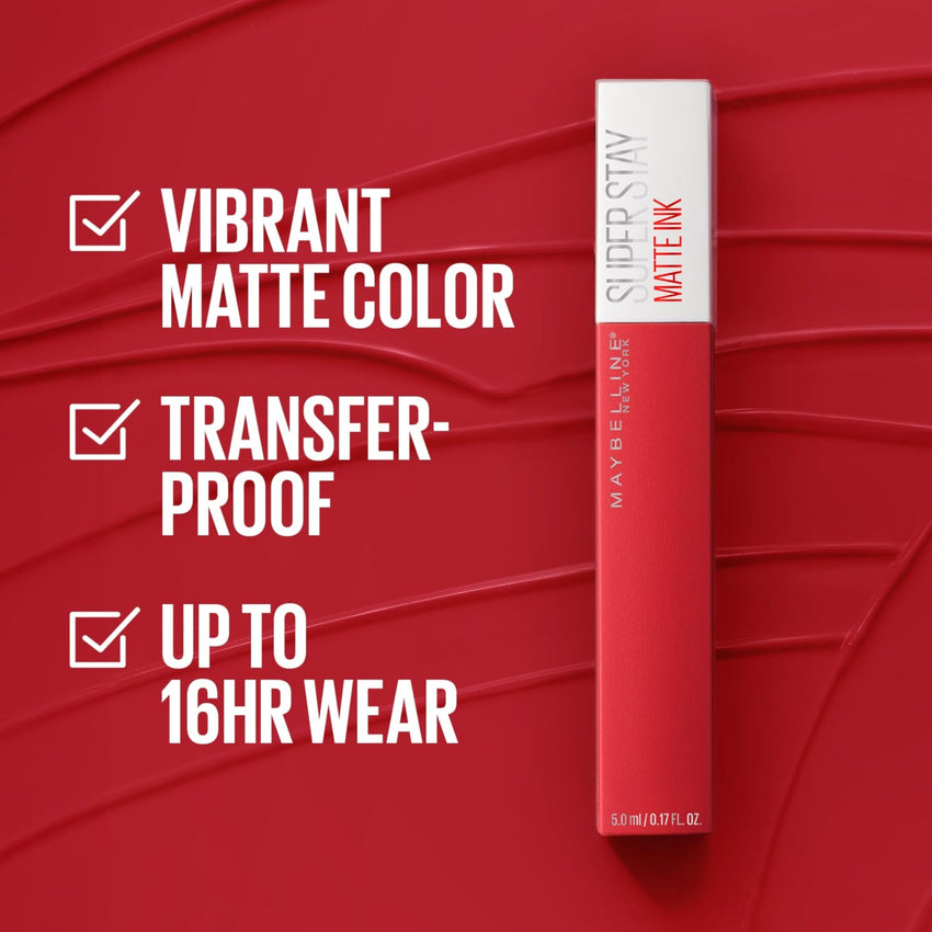 Maybelline Super Stay Matte Ink Liquid Lipstick Makeup, Long Lasting High Impact Color, Up to 16H Wear, Pioneer, Blue Red, 1 Count, Packaging May Vary - 7DAY'S