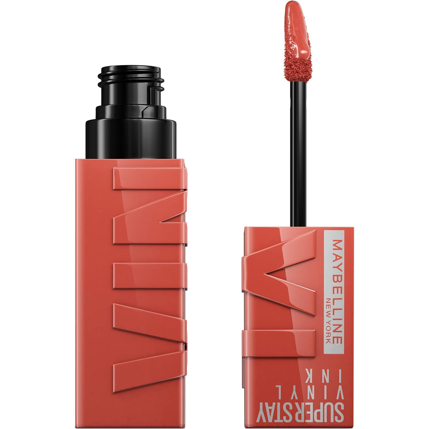 Maybelline Super Stay Vinyl Ink Longwear No - Budge Liquid Lipcolor Makeup, Highly Pigmented Color and Instant Shine, Cheeky, Rose Nude Lipstick, 0.14 fl oz, 1 Count - 7DAY'S