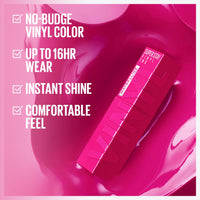 Maybelline Super Stay Vinyl Ink Longwear No - Budge Liquid Lipcolor Makeup, Highly Pigmented Color and Instant Shine, Cheeky, Rose Nude Lipstick, 0.14 fl oz, 1 Count - 7DAY'S
