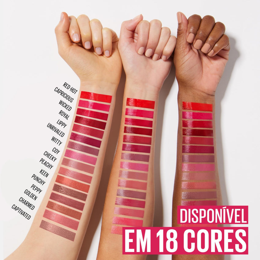 Maybelline Super Stay Vinyl Ink Longwear No - Budge Liquid Lipcolor Makeup, Highly Pigmented Color and Instant Shine, Cheeky, Rose Nude Lipstick, 0.14 fl oz, 1 Count - 7DAY'S