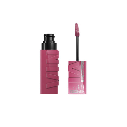 Maybelline Super Stay Vinyl Ink Longwear No - Budge Liquid Lipcolor Makeup, Highly Pigmented Color and Instant Shine, Cheeky, Rose Nude Lipstick, 0.14 fl oz, 1 Count - 7DAY'S