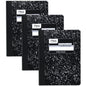 Mead Composition Notebook, 3 Pack, Wide Ruled Paper, 7 - 1/2" x 9 - 3/4", 100 Sheets per Comp Book, Black Marble (38301) - 7DAY'S