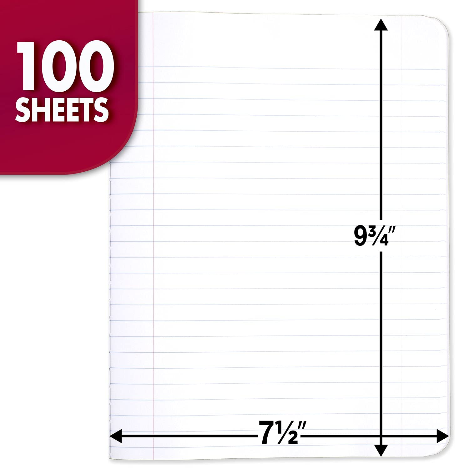 Mead Composition Notebook, 3 Pack, Wide Ruled Paper, 7 - 1/2" x 9 - 3/4", 100 Sheets per Comp Book, Black Marble (38301) - 7DAY'S