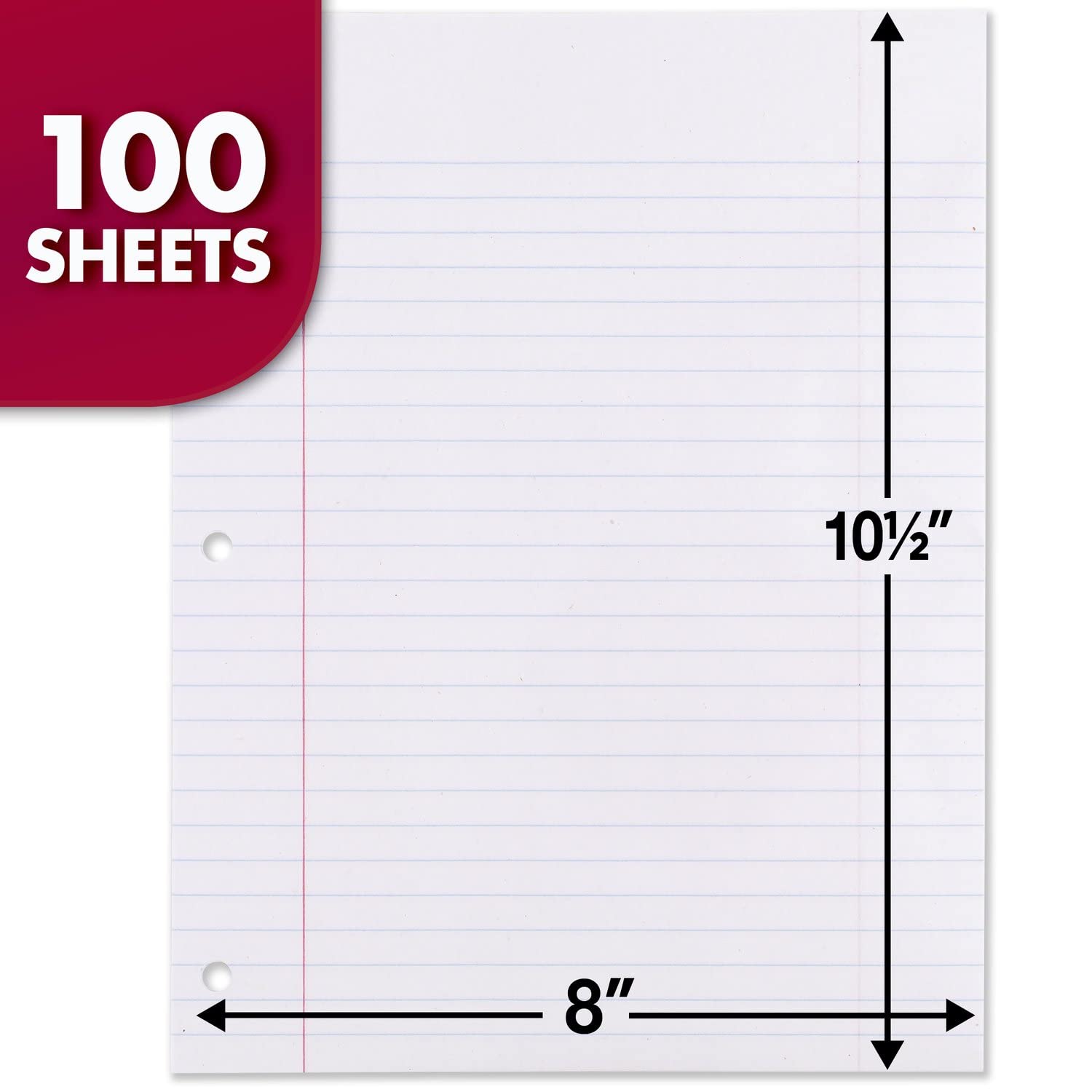 Mead Loose Leaf Paper, Wide Ruled Filler Notebook Paper, 8" x 10 - 1/2", 200 Sheets, Fits 3 - Ring Binder (15200) - 7DAY'S