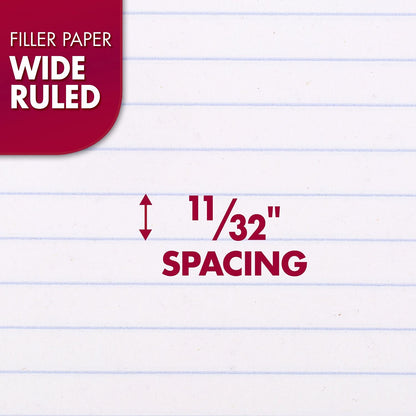 Mead Loose Leaf Paper, Wide Ruled Filler Notebook Paper, 8" x 10 - 1/2", 200 Sheets, Fits 3 - Ring Binder (15200) - 7DAY'S