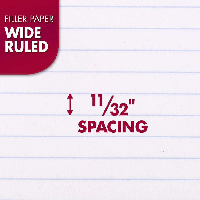 Mead Loose Leaf Paper, Wide Ruled Filler Notebook Paper, 8" x 10 - 1/2", 200 Sheets, Fits 3 - Ring Binder (15200) - 7DAY'S