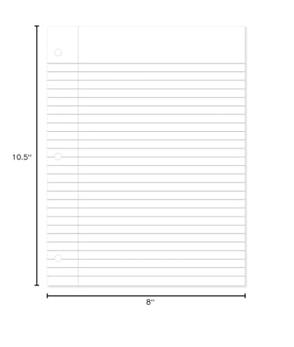 Mead Loose Leaf Paper, Wide Ruled Filler Notebook Paper, 8" x 10 - 1/2", 200 Sheets, Fits 3 - Ring Binder (15200) - 7DAY'S