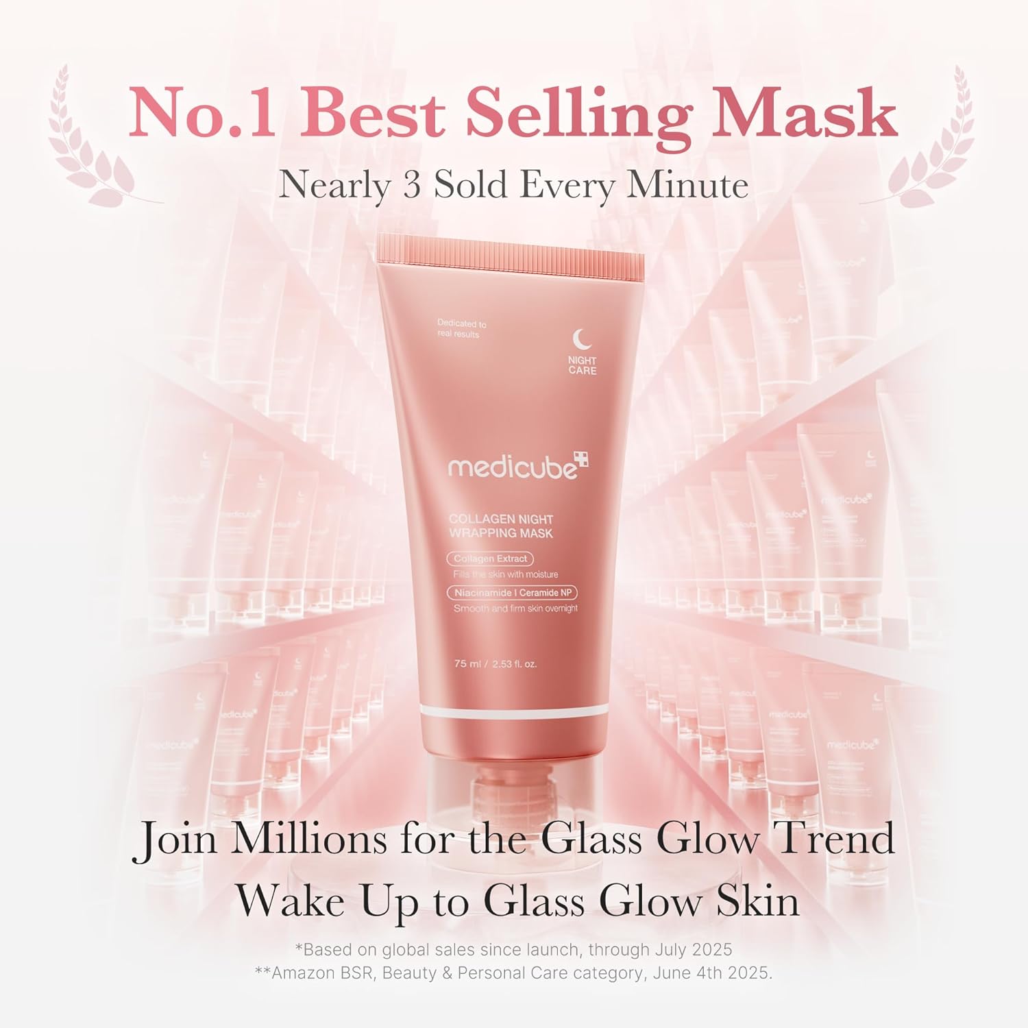medicube Collagen Overnight Wrapping Peel Off Facial Mask Pack - Elasticity & Hydration Care, Reduces Sagging & Dullness - Hydrolyzed Collagen For Glowing Skin - Korean Skin Care, 2.53 fl.oz - 7DAY'S
