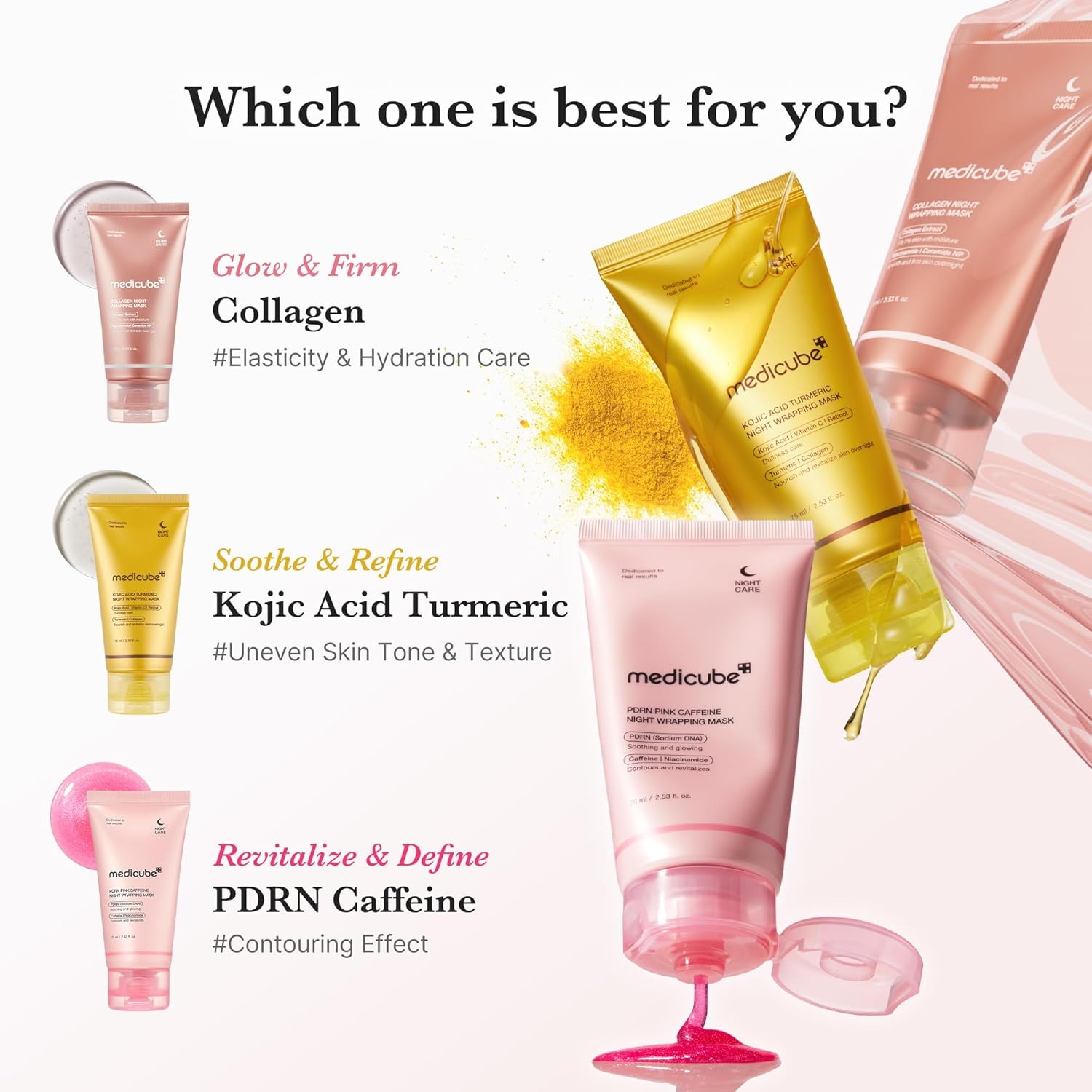 medicube Collagen Overnight Wrapping Peel Off Facial Mask Pack - Elasticity & Hydration Care, Reduces Sagging & Dullness - Hydrolyzed Collagen For Glowing Skin - Korean Skin Care, 2.53 fl.oz - 7DAY'S