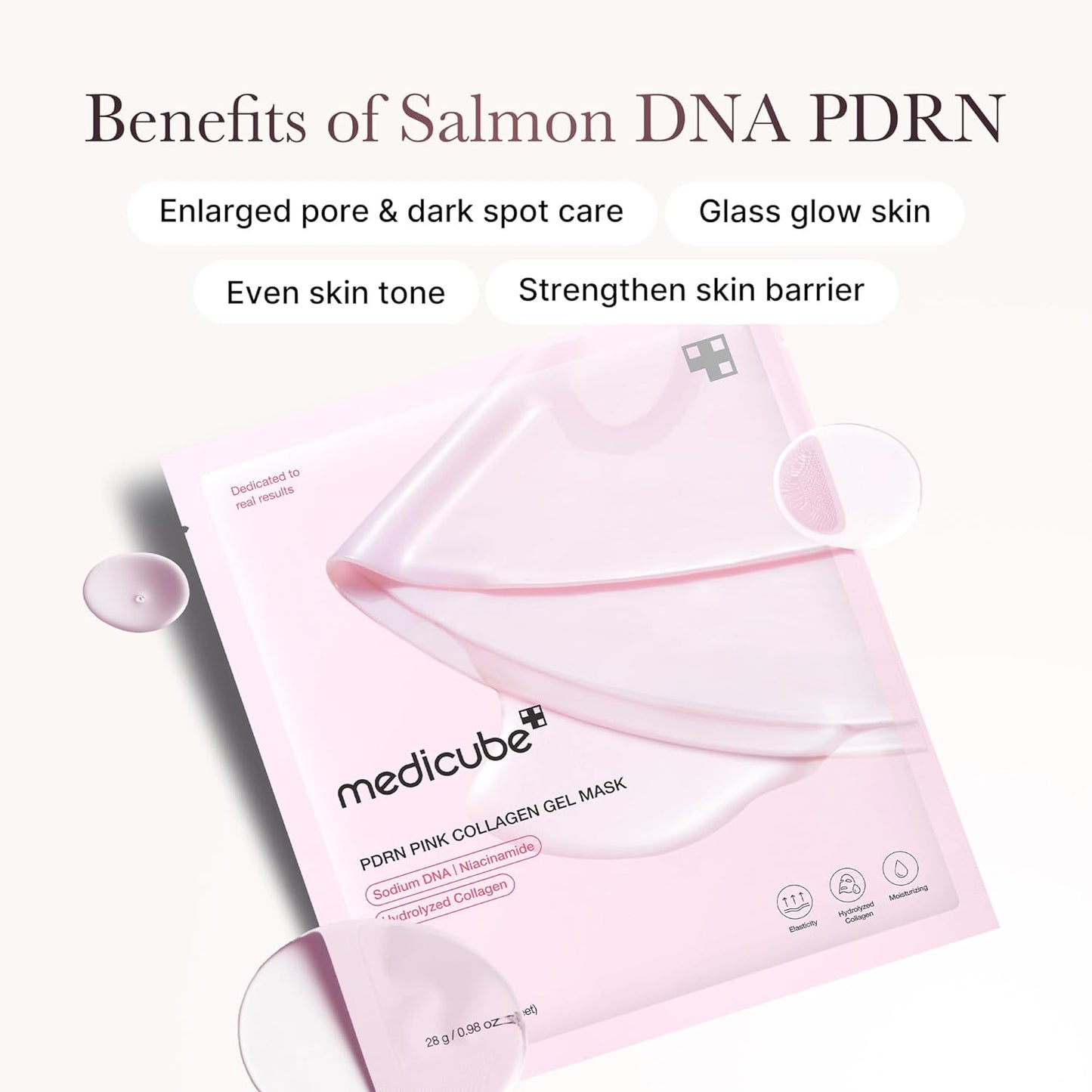 medicube Salmon DNA PDRN pink collagen jelly gel mask | overnight face mask for glass glow skin - elasticity, hydrating, firming and moisturizing | korean skincare, 28g, 4ea - 7DAY'S