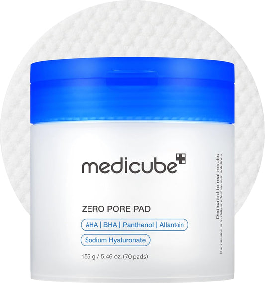 Medicube Zero Pore Pads 2.0, Dual - Textured Facial Toner Pads for Exfoliation and Pore Care with 4.5% AHA Lactic Acid & 0.45% BHA Salicylic Acid, Ideal for All Skin Types, Korean Skin Care (70 units) - 7DAY'S