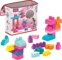 MEGA BLOKS First Builders Toddler Blocks Toys Set, Big Building Bag with 80 Pieces and Storage, Blue, Ages 1+ Years - 7DAY'S