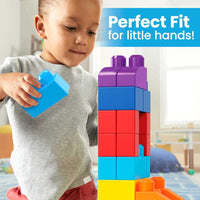MEGA BLOKS First Builders Toddler Blocks Toys Set, Big Building Bag with 80 Pieces and Storage, Blue, Ages 1+ Years - 7DAY'S