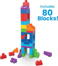 MEGA BLOKS First Builders Toddler Blocks Toys Set, Big Building Bag with 80 Pieces and Storage, Blue, Ages 1+ Years - 7DAY'S