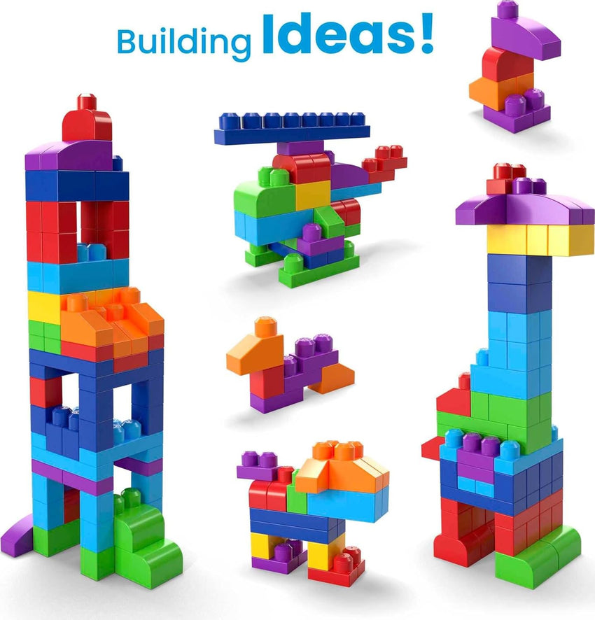MEGA BLOKS First Builders Toddler Blocks Toys Set, Big Building Bag with 80 Pieces and Storage, Blue, Ages 1+ Years - 7DAY'S
