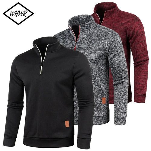 Men Sweatshirts Spring Thicker Pullover Half Zipper Pullover for Male Hoody Outdoor Sweatshir Autumn Solid Color Turtleneck Swea - 7DAY'S
