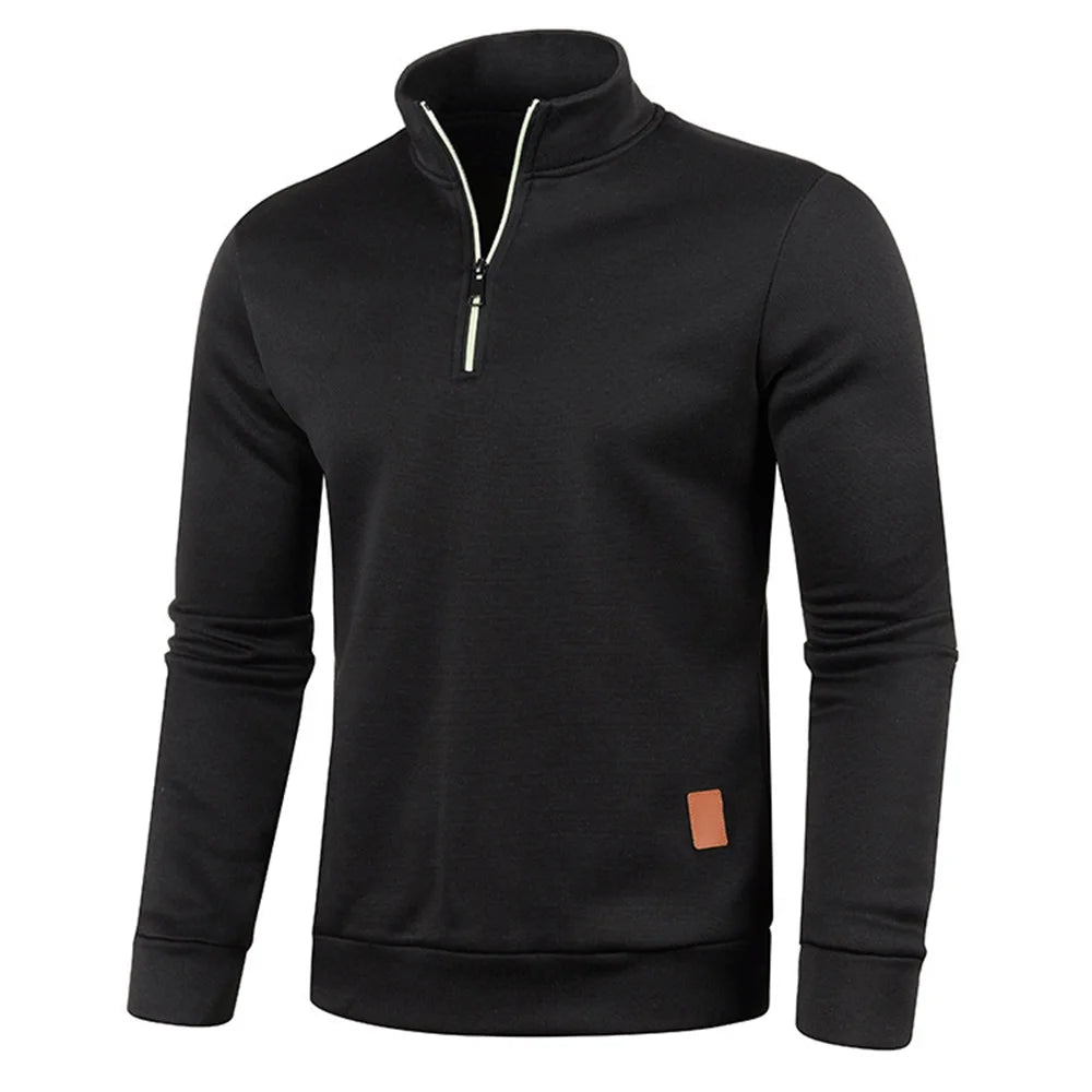 Men Sweatshirts Spring Thicker Pullover Half Zipper Pullover for Male Hoody Outdoor Sweatshir Autumn Solid Color Turtleneck Swea - 7DAY'S