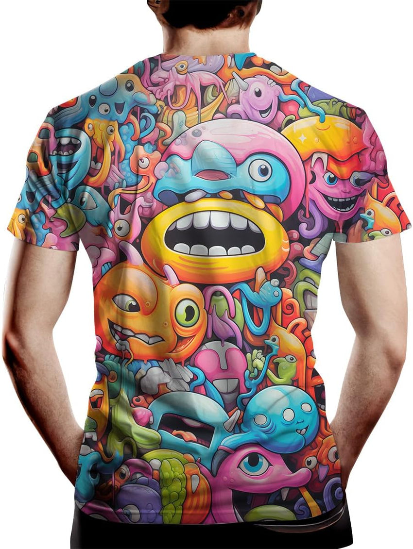 Men Women 3D Trippy Graffiti Animation Graphic T-Shirt Short Sleeve Crewneck Shirt - 7DAY'S