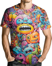 Men Women 3D Trippy Graffiti Animation Graphic T-Shirt Short Sleeve Crewneck Shirt - 7DAY'S