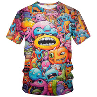 Men Women 3D Trippy Graffiti Animation Graphic T-Shirt Short Sleeve Crewneck Shirt - 7DAY'S