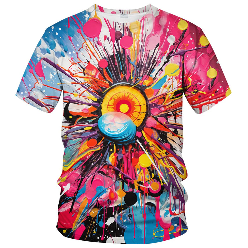 Men Women 3D Trippy Graffiti Animation Graphic T-Shirt Short Sleeve Crewneck Shirt - 7DAY'S