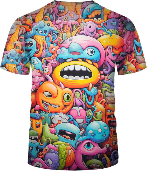 Men Women 3D Trippy Graffiti Animation Graphic T-Shirt Short Sleeve Crewneck Shirt - 7DAY'S