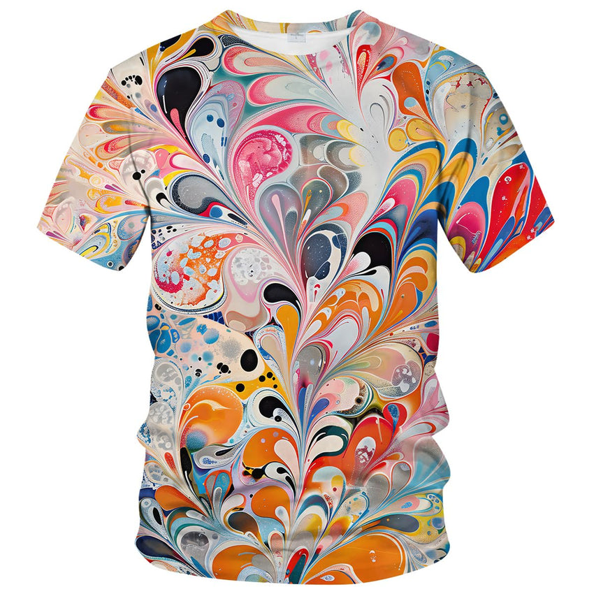 Men Women 3D Trippy Graffiti Animation Graphic T-Shirt Short Sleeve Crewneck Shirt - 7DAY'S