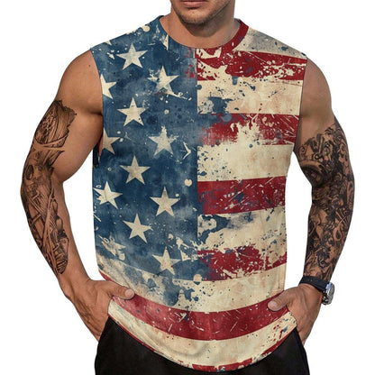 Mens American Flag Tank Top Summer Sleeveless Shirts 4th of July Gym Beach Novelty Workout Tees - 7DAY'S