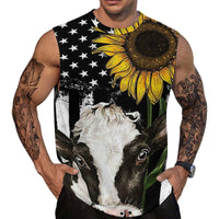 Mens American Flag Tank Top Summer Sleeveless Shirts 4th of July Gym Beach Novelty Workout Tees - 7DAY'S